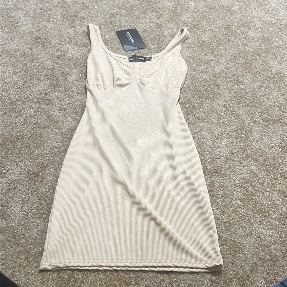 PrettyLittleThing Beige Midi Dress